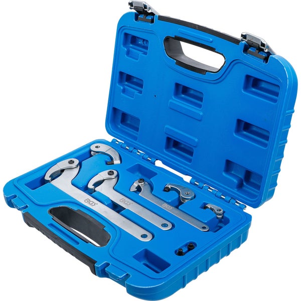 BGS Gelenk-Hakenschlüssel-Satz aus Stahl im blauen Kunststoffkoffer.