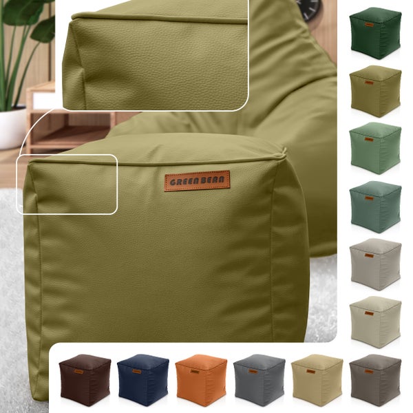 Grüner Sitzwürfel mit Green Bean Logo