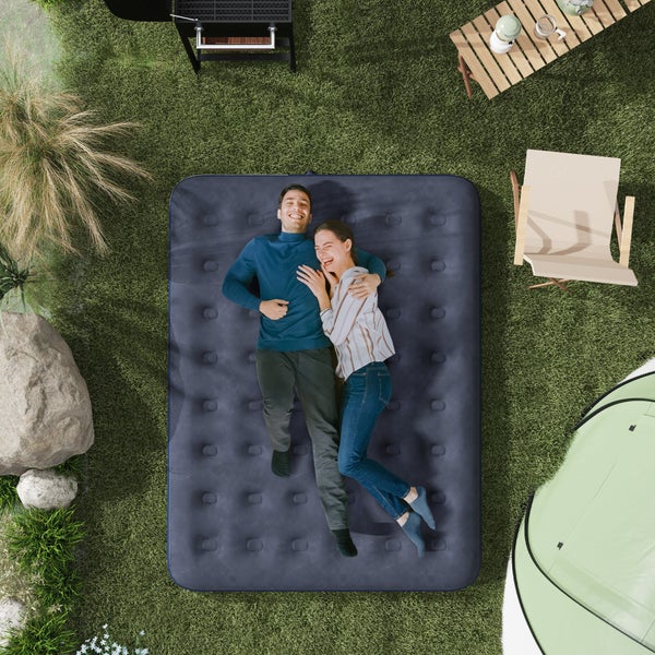 Outsunny Luftbett, Luftmatratze, klappbares Campingbett für 2 Personen, Dunkelblau, 203 x 152 x 22 cm