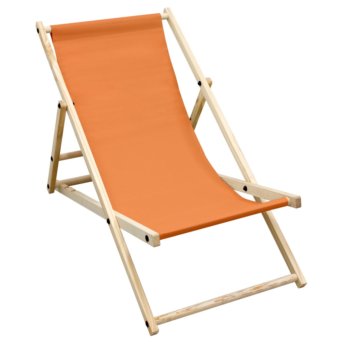 ECD Germany Liegestuhl klappbar aus Holz - 3 Liegepositionen - bis 120 kg - Orange - Sonnenliege Gartenliege Relaxliege Strandliege Liege Strandstuhl Klappliegestuhl Holzklappstuhl Strandliegestuhl
