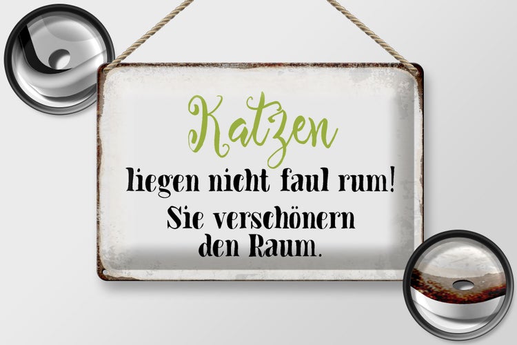 Blechschild Spruch 30x20cm Katzen liegen nicht faul rum