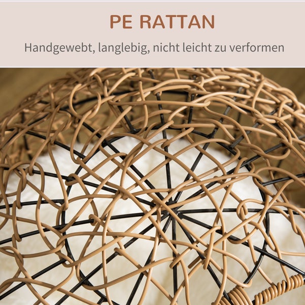 PawHut Katzenbett aus Rattan, Ø45 x 57H cm, PE-Rattan, Braun