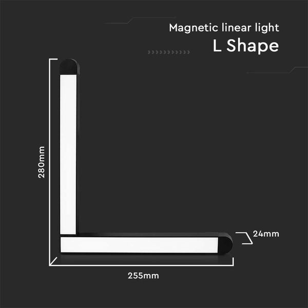 Magnetische Linearleuchte in L Form mit den Maßen 280 mm und 255 mm