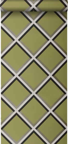 Origin Wallcoverings Tapete geometrisches Motiv Olivgrün - 52 cm x 10.05 m - 307125