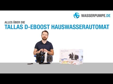 Tallas D-Eboost Hauswasserautomat Produktvorstellung mit Wasserpumpe und Produktverpackung