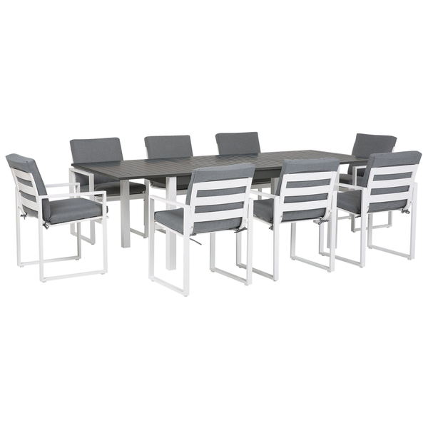 Gartenmöbel Set 8-Sitzer PANCOLE inkl. Kissen Metall Grau
