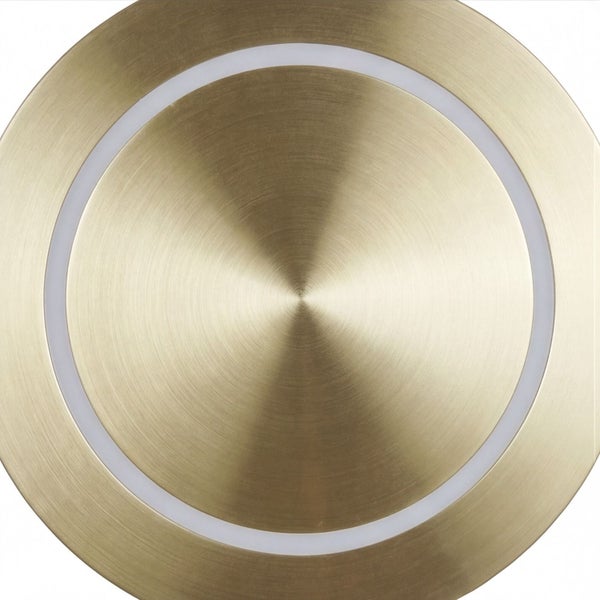 Runde LED Einbauleuchte aus gebürstetem Metall mit einem integrierten Lichtring.