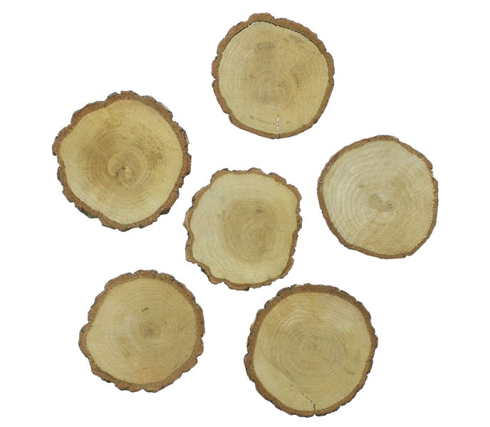 FRANK FLECHTWAREN | Holzunterlage Eiche, 6er Set, EICHE, ca. Ø 10 cm