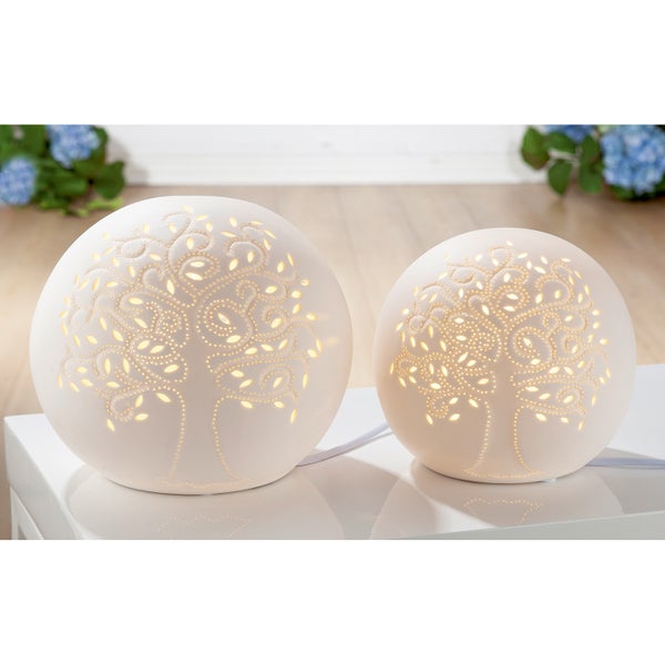 Tischleuchte GILDE Lampe Höhe 16 cm weiß Porzellan