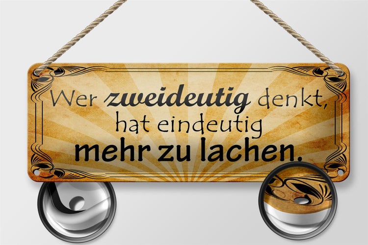 Blechschild Spruch 27x10cm wer zweideutig denkt hat Dekoration