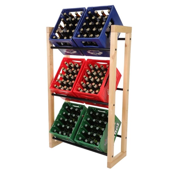 PROREGAL Getränkekistenregal HARZ HxBxT 137x82x35cm 6 Kisten auf 3 Ebenen Massives Kiefernholz Natur
