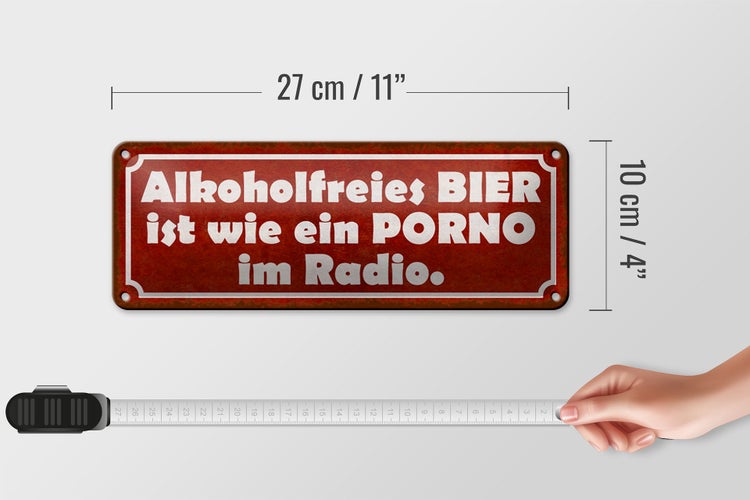Blechschild Spruch 27x10cmfreies Bier wie Porno im Dekoration