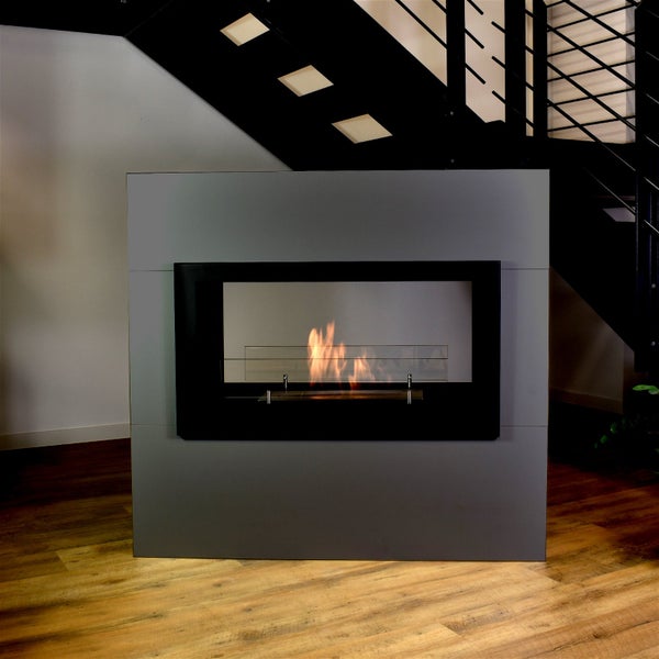 GLOW FIRE Ethanol Kamin 'Ulstein' | Ethanolofen in Grau mit 3 Std. Brenndauer und 2 KW Heizleistung | BxHxT: 110x100x30 cm