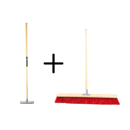Laubbesen und Straßenbesen Set mit Holzstiel