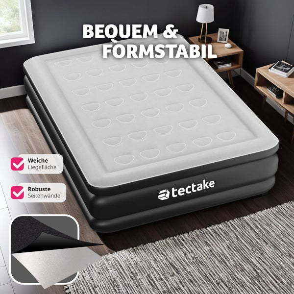 Aufblasbare Matratze tectake AirDreams inkl. manuellem Ventil und Tragebeutel für 1 oder 2 Personen schwarz/weiß
