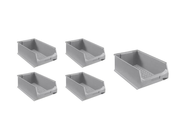 PROREGAL SparSet 5x Graue Sichtlagerbox 5.0 HxBxT 20 x 30 x 50 cm 21,8 Liter Sichtlagerbehälter