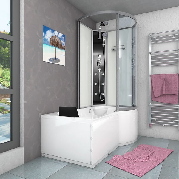 Wanne Dusche Kombination Weiß K50-L00-EC 170x100
