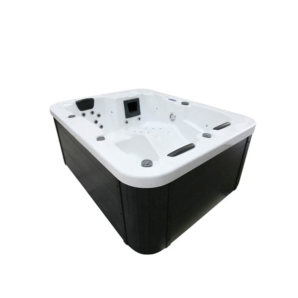 Home Deluxe - Outdoor Whirlpool - WHITE MARBLE PURE - Maße: 210 x 160 x 85 cm - Inkl. Heizung, 27 Massagedüsen und 9 Lichtquellen I Außen Whirlpool Spa für 3 Personen