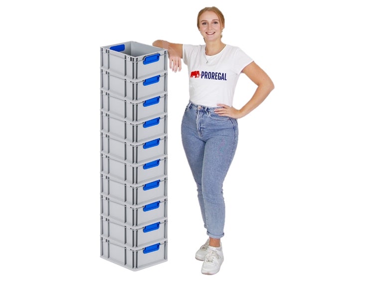 PROREGAL Eurobox Nextgen Color HxBxT 17 x 30 x 40 cm 16 Liter Griffe Blau Geschlossen Glatter Boden Eurobehälter Transportbox