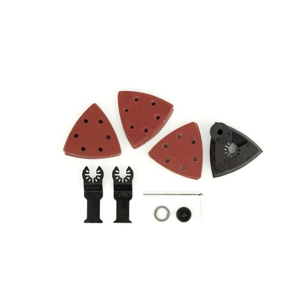 Zubehörset für Multifunktionswerkzeuge mit Schleifblättern, Sägeblättern und Montagewerkzeug