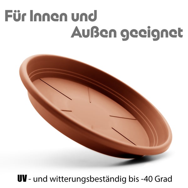 U BigDean 20 Stück Blumentopf Untersetzer Ø 16,5 cm in Terracotta – Topfuntersetzer aus robustem Kunststoff & Made in Europe