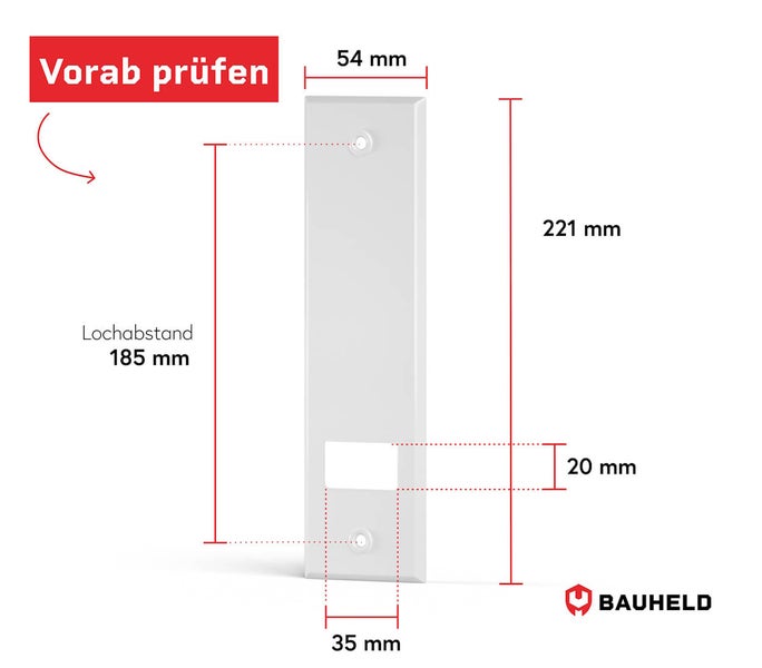 Technische Zeichnung der Bauheld Wandschiene mit Maßangaben