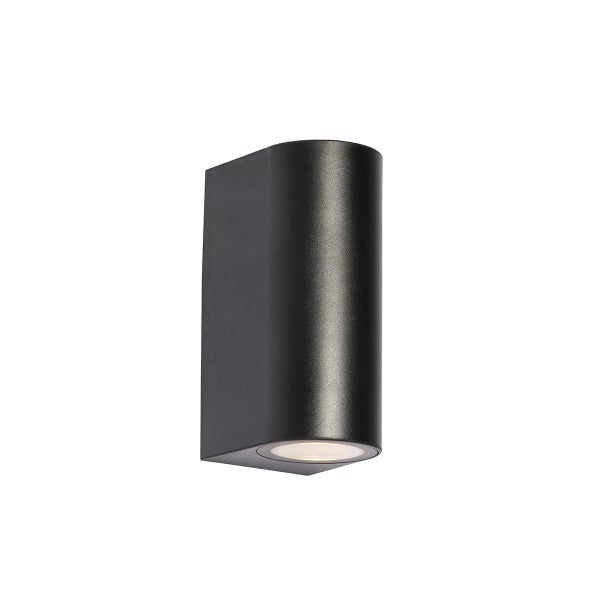 Moderne Außenwandleuchte aus schwarzem Kunststoff, oval, 2-flammig – Baleno
