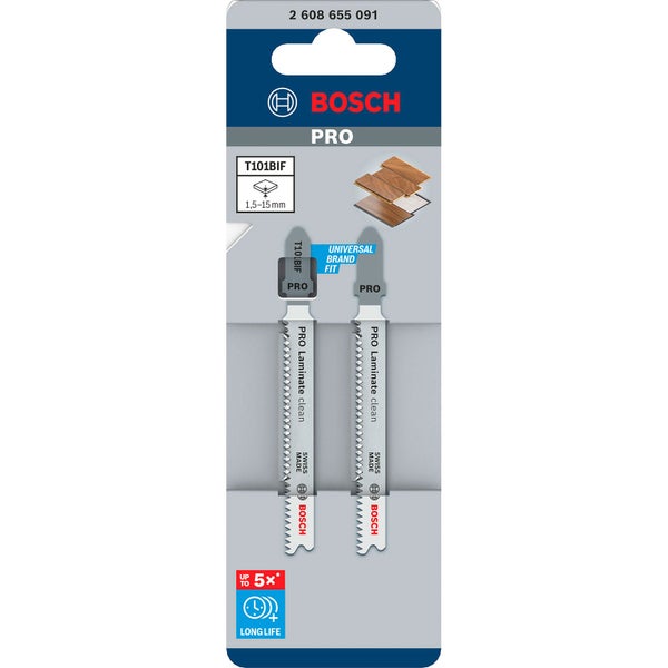 Bosch T101BIF Stichsägeblätter für Laminat, zwei Stück