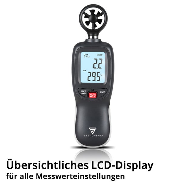 STAHLWERK Anemometer zur Messung von Windgeschwindigkeit und Temperatur