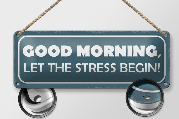 Blechschild Spruch 27x10cm good morning let stress begin Dekoration