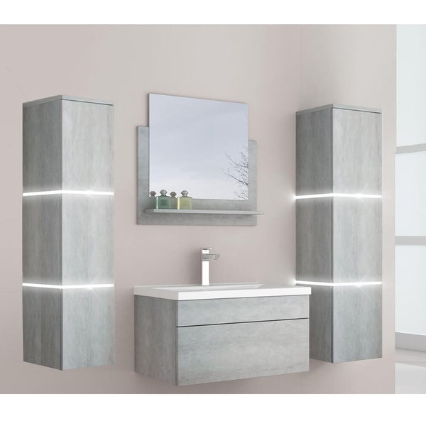 Home Deluxe - Badmöbel-Set - WANGEROOGE BIG Grau - X-Large - inkl. Waschbecken und komplettem Zubehör - Breite Waschbecken: ca. 60 cm | Badezimmermöbel Waschtisch Badmöbelset