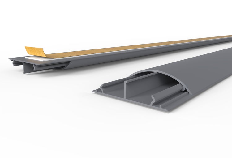 CILSON WDK5012SG Art.-Nr. 6700350 Kabelkanal 50 x 12 mm x 2.000 mm - Trittfest, selbstklebend mit Bodenbelochung, grau RAL 7035