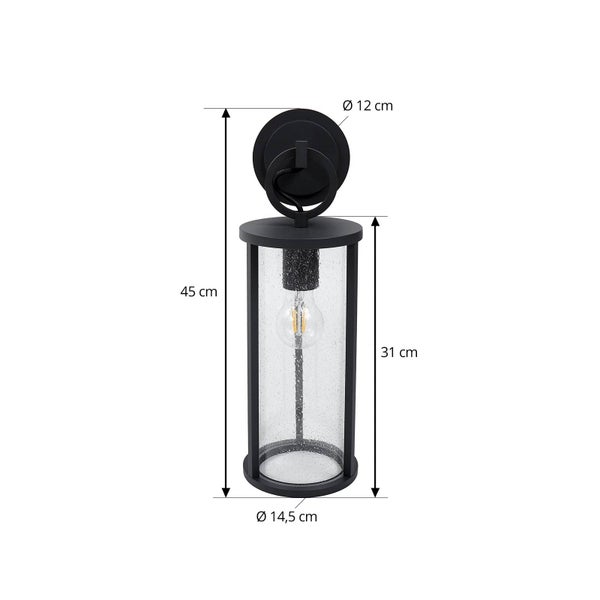 Lucande Wandleuchte außen (Laterne) Emmeline (spritzwassergeschützt (Modern) in Schwarz aus Aluminium (1 flammig, E27) - Außenwandleuchten Wandlampe Led Außenlampe Outdoor für
