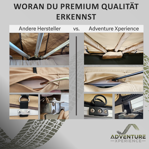 AdventureMate140 Dachzelt mit Vorzelt, 140x240 Matratze inkl. 3D Mesh