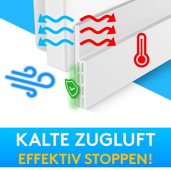 SilverRack Zugluftstopper für Türen Weiß [1 x 1m] - Zuschneidbare Türdichtung selbstklebend - Türdichtung unten - Gummilippe Tür Dichtung Zugluft - Tür Windschutz, Schallschutz & Kälteschutz