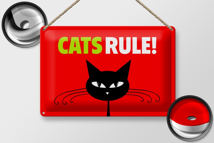 Blechschild Spruch 30x20cm Cats rule Katze