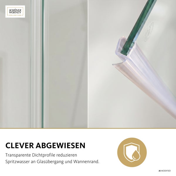 Transparentes Dichtprofil für Duschwände zur Reduzierung von Spritzwasser mit Schöner Wohnen Kollektion Logo