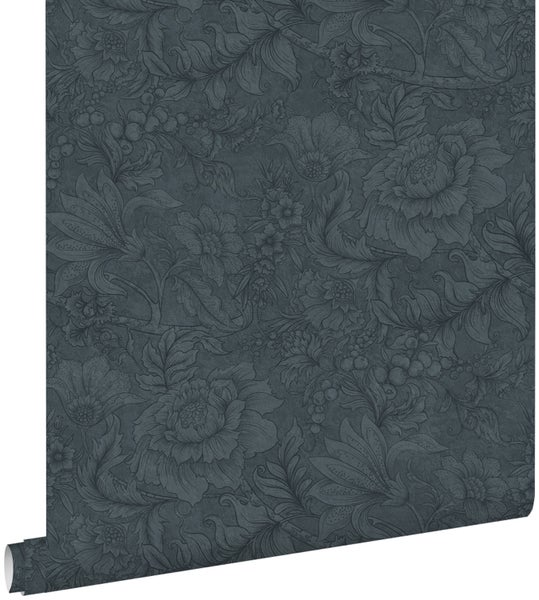 ESTAhome Tapete Blumenmuster Dunkelblau - 50 x 900 cm - 139792