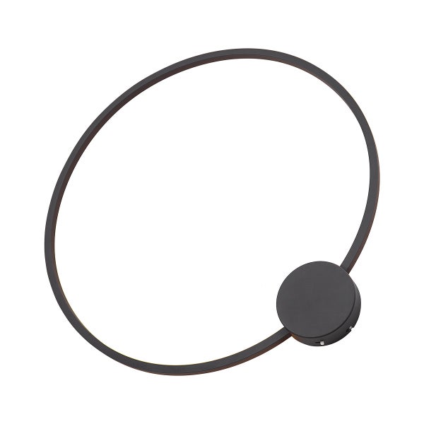 Moderne LED-Wandleuchte in Ringform aus schwarzem Metall mit kreisförmiger Halterung.