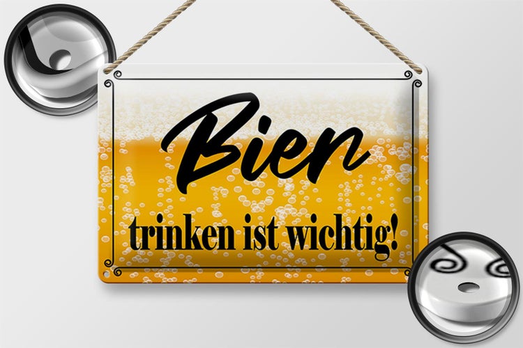 Blechschild Spruch 30x20cm Bier trinken ist wichtig