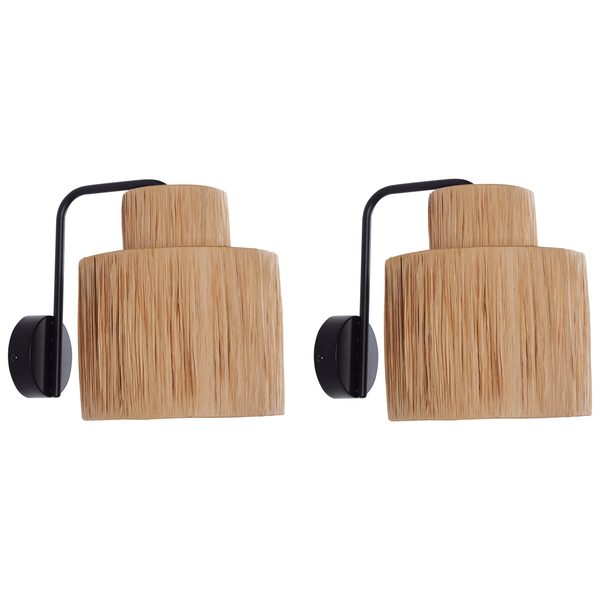Wandlampe 2er Set SHINFA Geflecht Naturfarben