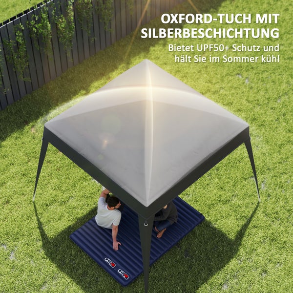 Outsunny Ersatzdach für Pavillon 3x3 m, Wasserabweisend stabil Winterfest Pavillondach für Faltpavillon Sturmfest Partyzelt Ersatzbezug Abdeckung mit Einzeldach Baldachin für Gartenpavillon Dunkelgrau