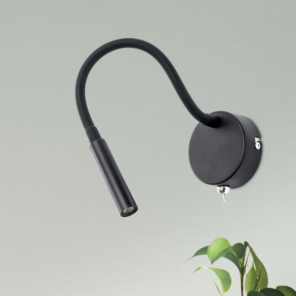 Moderne LED Wandleselampe mit flexiblem Arm und Schalter
