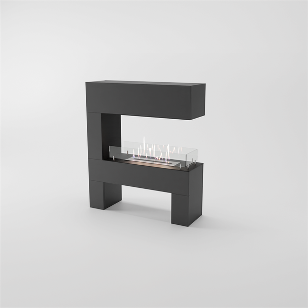 GLOW FIRE Ethanol Kamin 'Rogaland' | Ethanolofen in grau mit 3 Std. Brenndauer und 3 KW Heizleistung | BxHxT: 110x100x34 cm