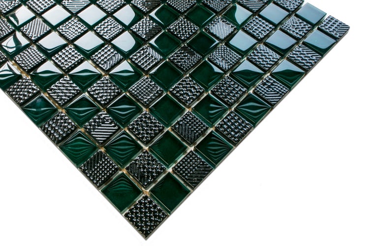 Glasmosaik auf Netz für Bad und Küche 30cm x 30cm  - Green Dama