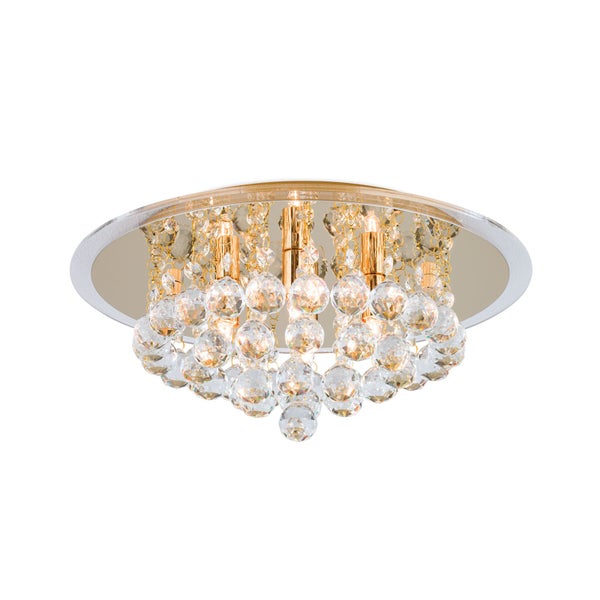 Deckenluster Kristall 4-flammig gold