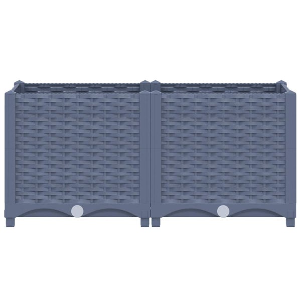 Blumenkasten aus Kunststoff in Rattanoptik für den Außenbereich