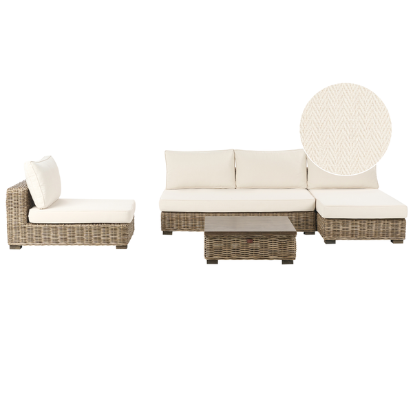 Lounge Set mit Tisch 4-Sitzer VARALLO linksseitig modular Rattan Grau