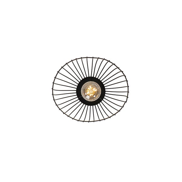 Deckenleuchte mit runder Drahtstruktur und Glühbirne