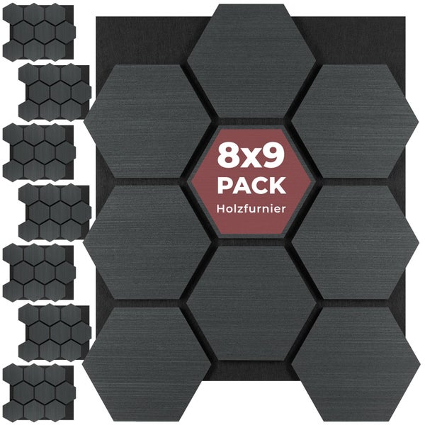 Wandpaneele Sechseck Holzfurnier Akustikpaneele 8 mal 9 Packung
